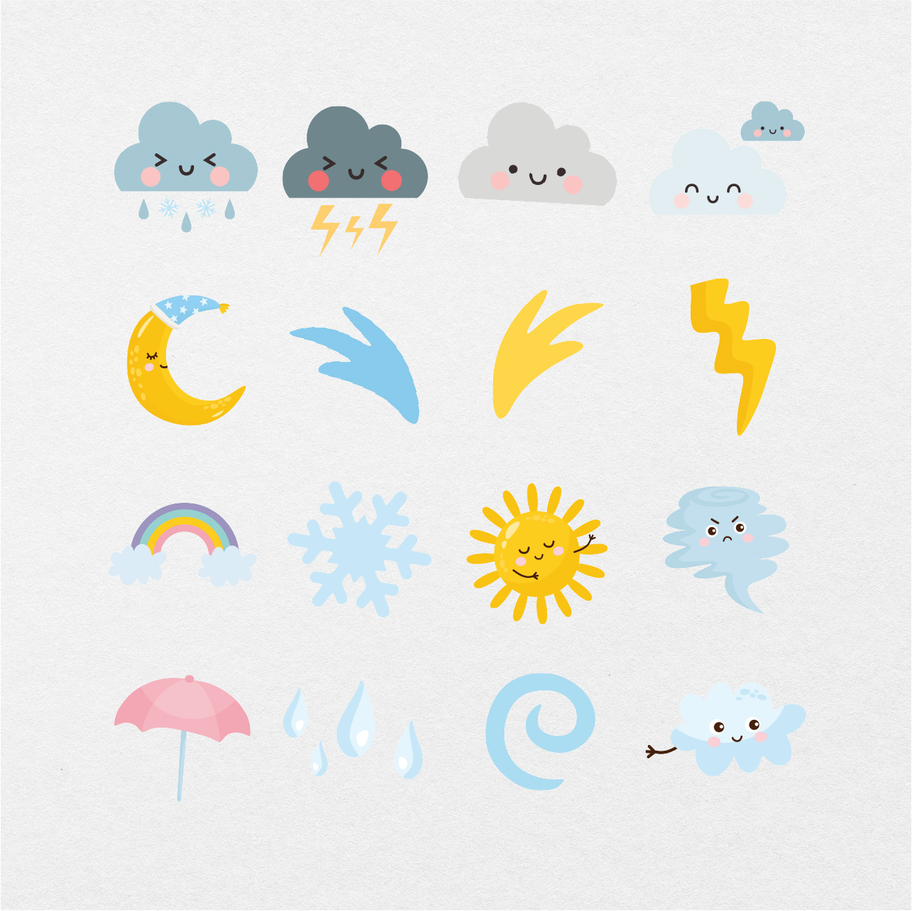 147 Digital Weather Cliparts Sticker Bundle - Stationery Pal