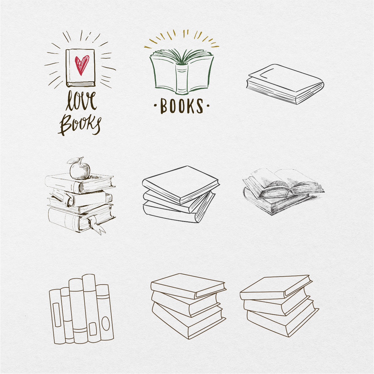 87 Digital Book Illustrations Sticker Bundle - Stationery Pal