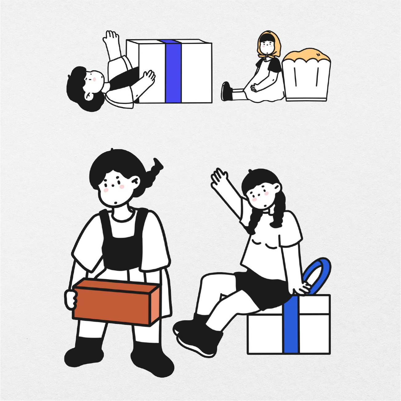 68 Digital Cute Japanese Character Sticker Bundle - Stationery Pal
