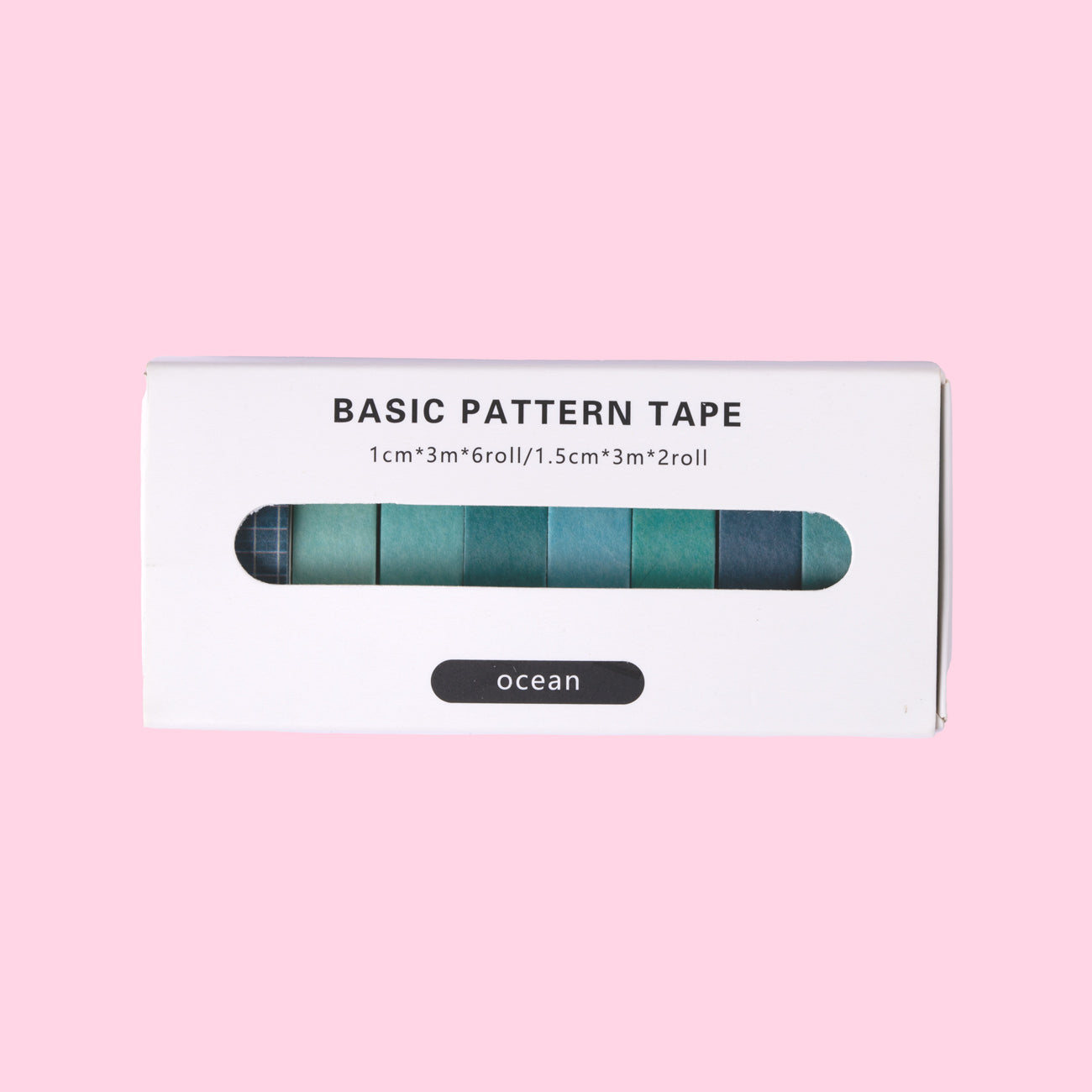 Basic Pattern Washi Tape - Ocean - Set of 8