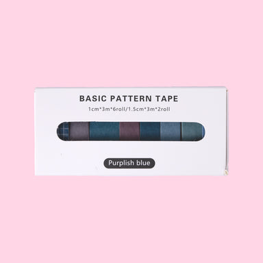 Basic Pattern Washi Tape - Purplish Blue - Set of 8
