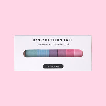 Basic Pattern Washi Tape - Rainbow - Set of 8 - Stationery Pal