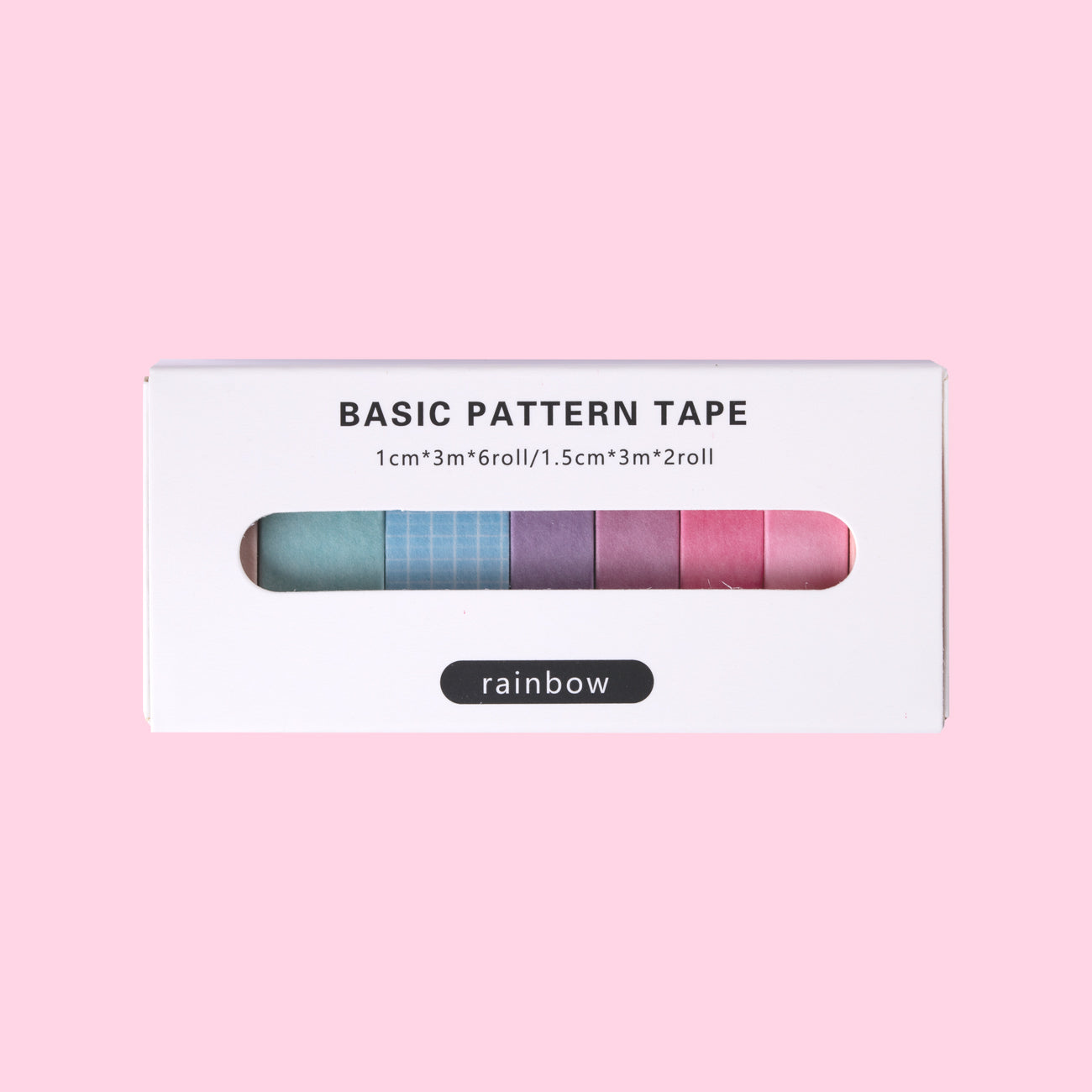 Basic Pattern Washi Tape - Rainbow - Set of 8