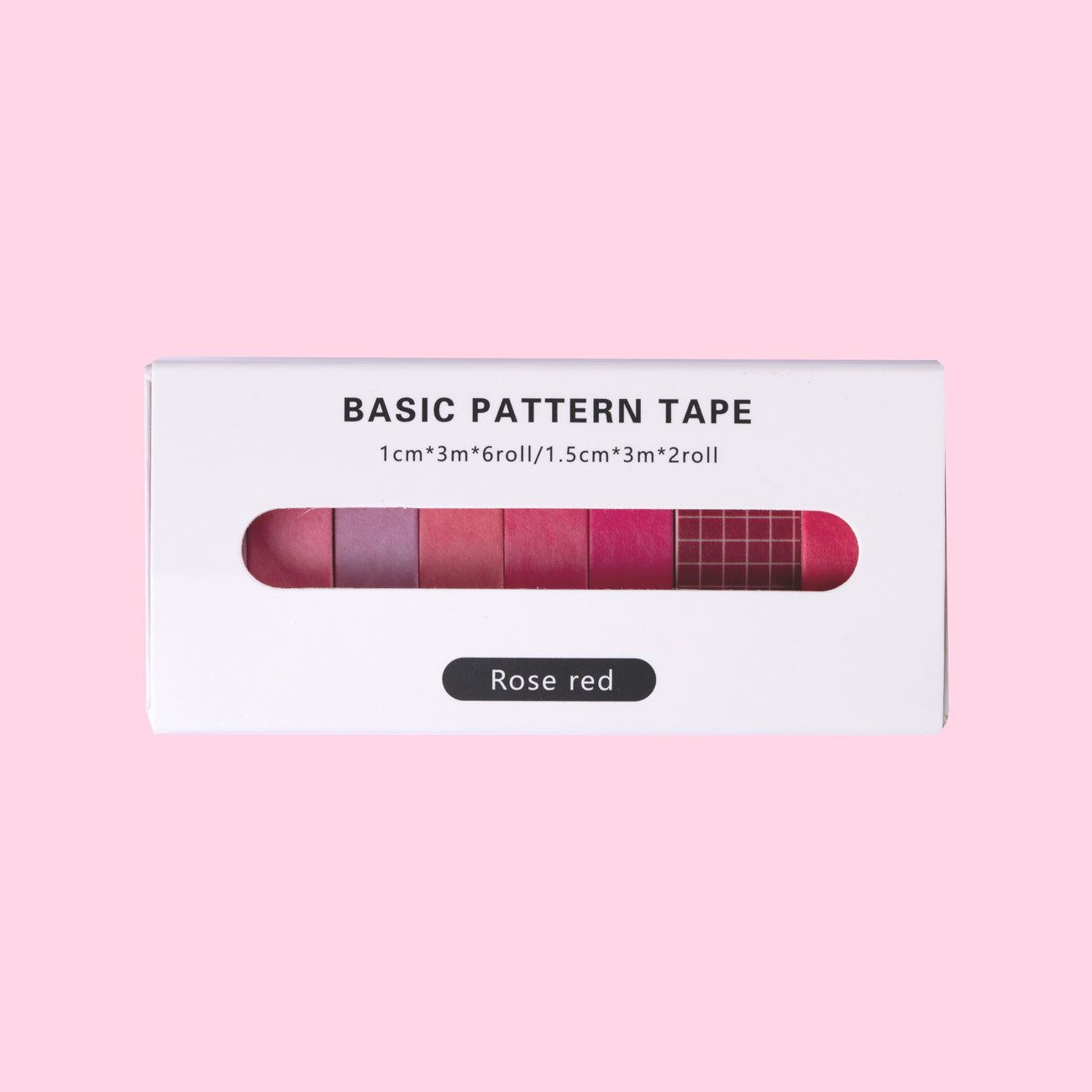 Basic Pattern Washi Tape - Rose Red - Set of 8