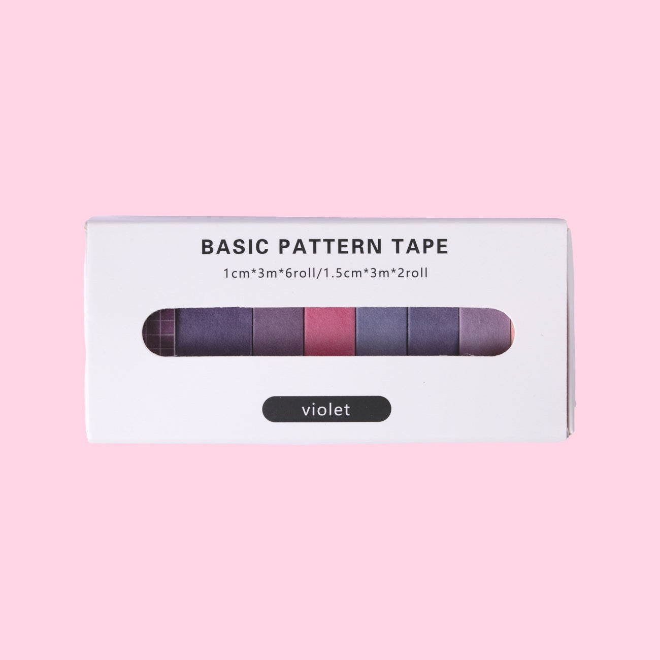 Basic Pattern Washi Tape - Violet - Set of 8