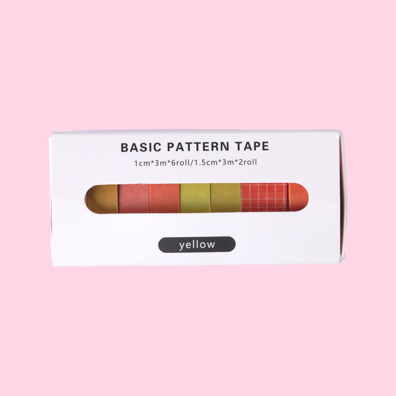 Basic Pattern Washi Tape - Yellow - Set of 8