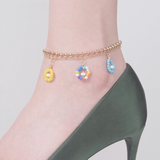 Beaded Flower Alloy Layer Anklets