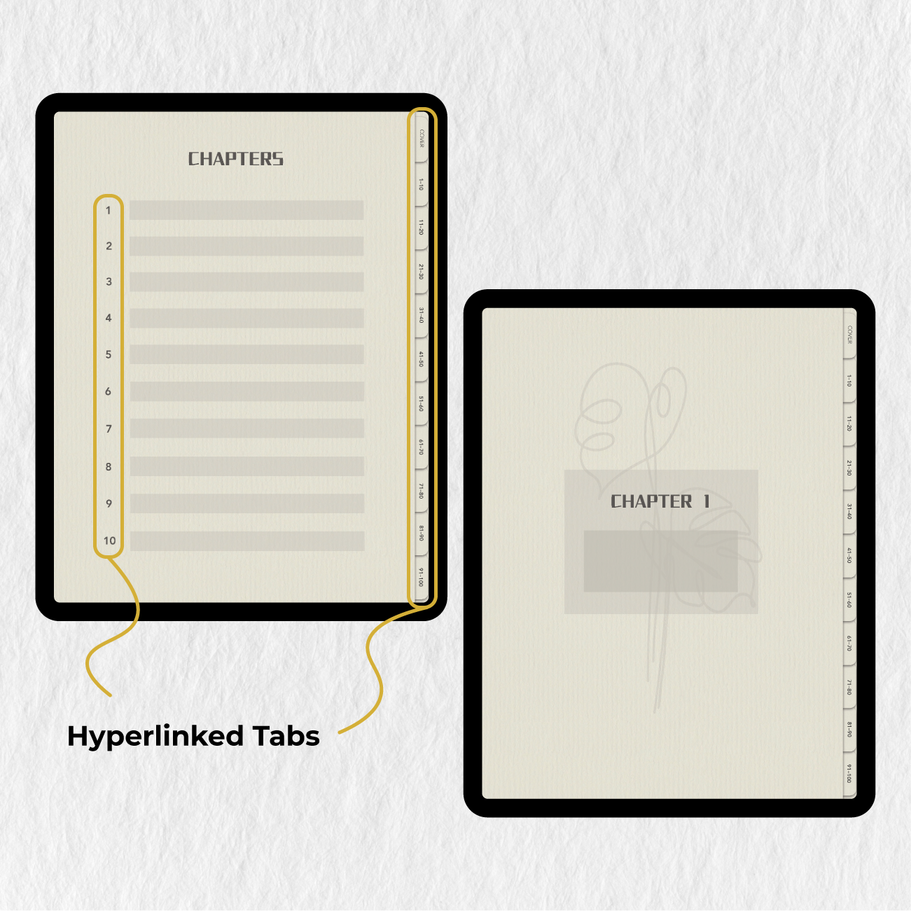 Digitales Notizbuch aus beigefarbenem Papier für Goodnotes Notability