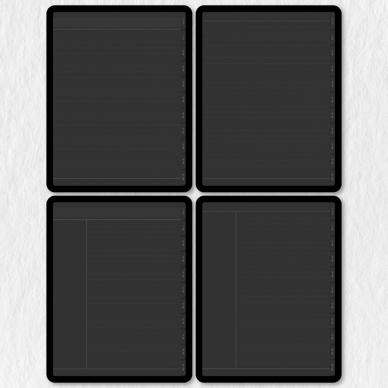 Cuaderno digital de papel negro para notabilidad de Goodnotes