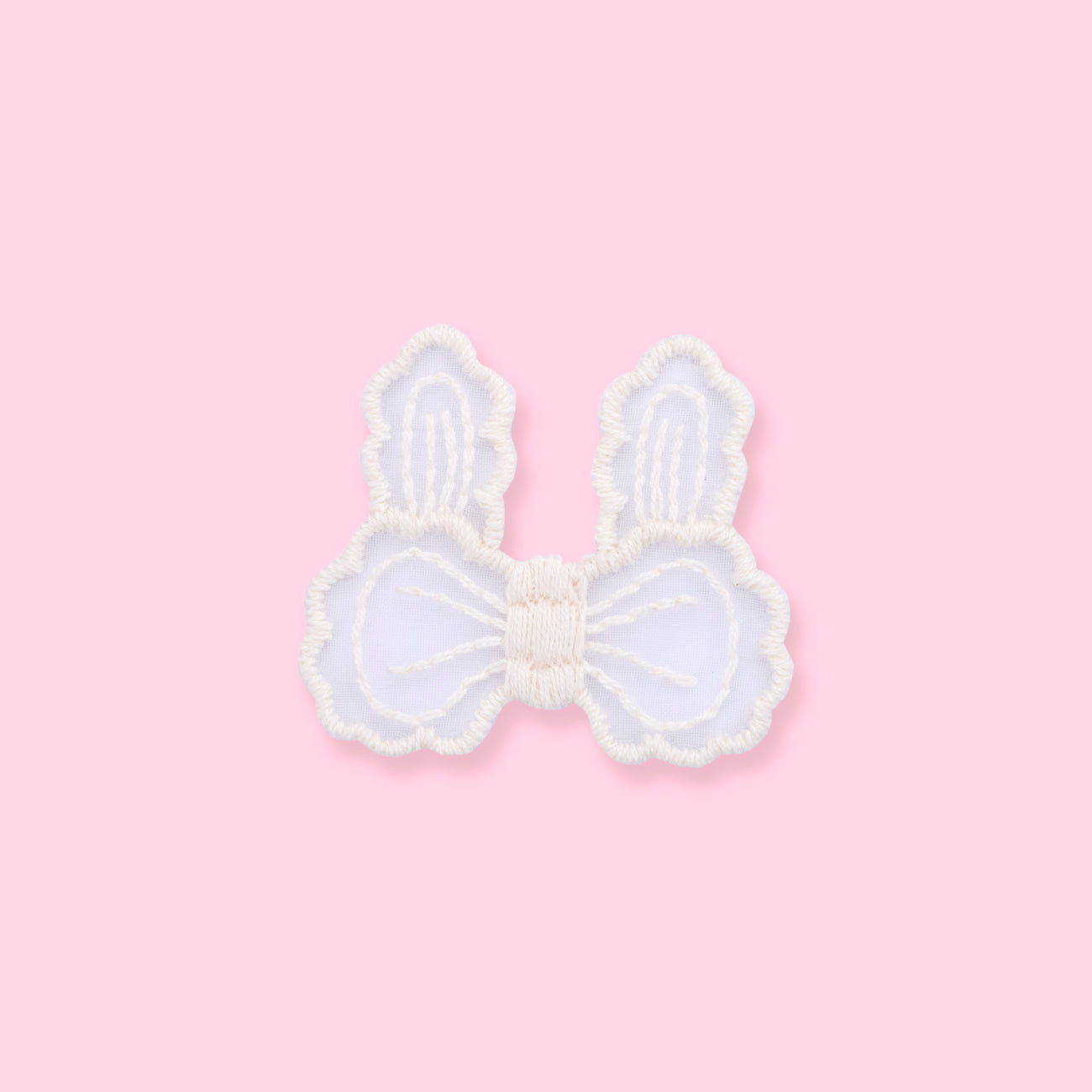 Junk Journal Embroidery Bow Knot Applique - White