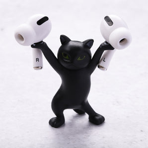 Cat AirPods Holder - Black - Stationery Pal