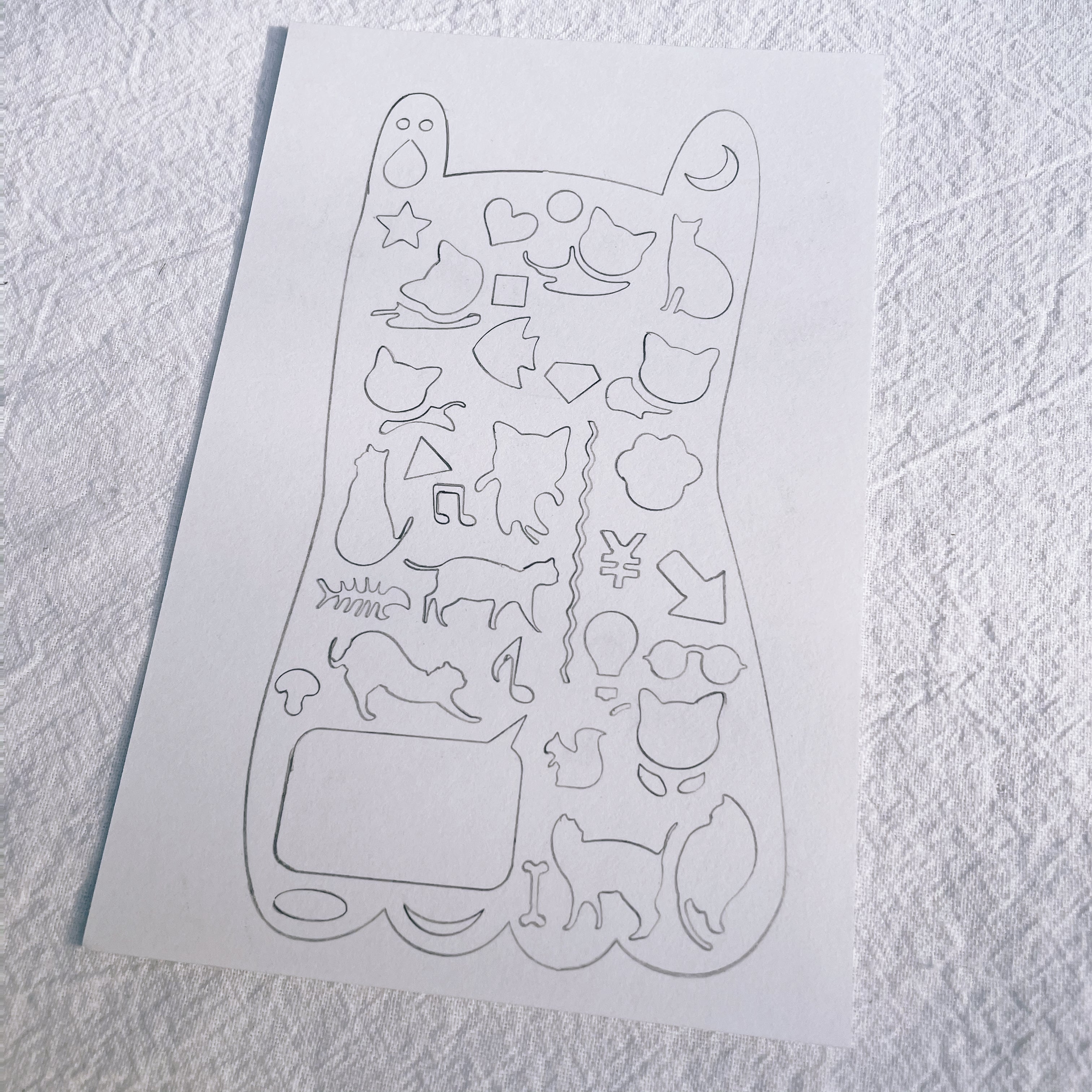 Cat Drawing Stencil Metal Ruler