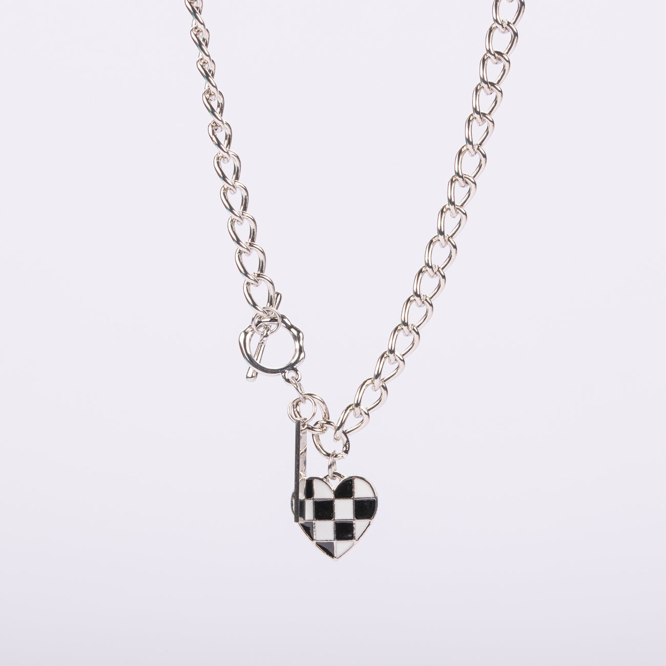 Checkerboard Heart Pendent Necklace - Stationery Pal