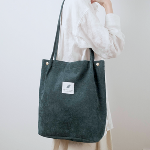 Corduroy Tote Bag - Green - Stationery Pal