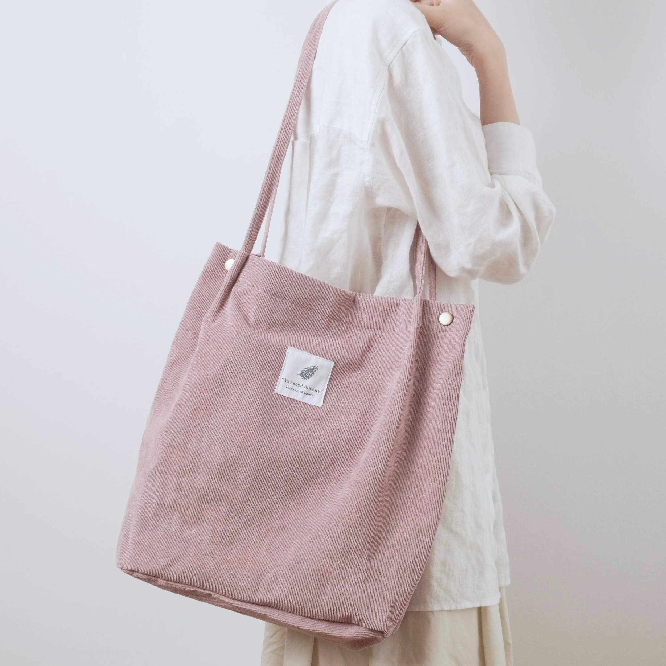 Corduroy Tote Bag - Pink