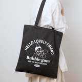 Cute Printed Stylish Tote Bag - Black - Stationery Pal