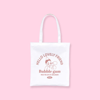 Cute Printed Stylish Tote Bag - White - Stationery Pal