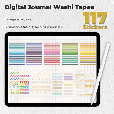 117 Digital Journal Washi Tapes For Goodnotes Notability - Stationery Pal
