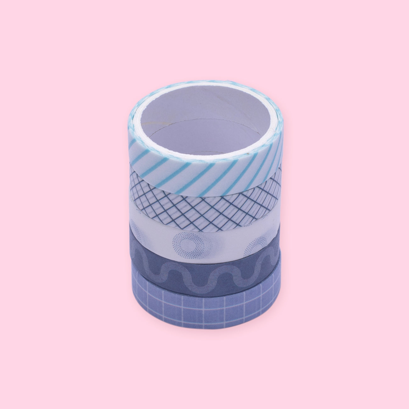 Geometric Pattern Washi Tape - Set of 5 - Blue — Stationery Pal