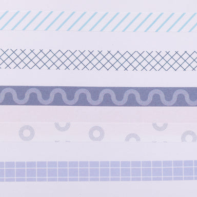 Geometric Pattern Washi Tape - Set of 5 - Blue