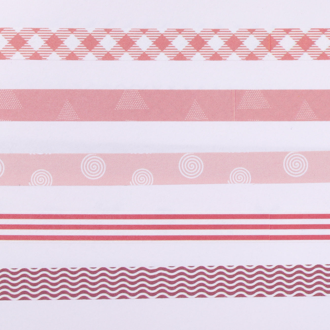 Geometric Pattern Washi Tape - Set of 5 - Pink
