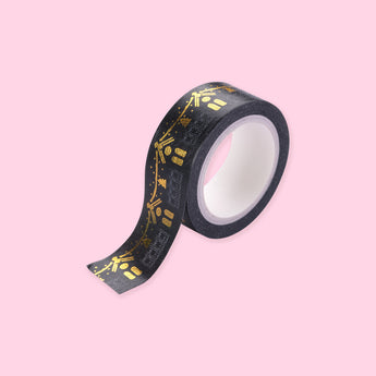 Gold Silver Foil Print Black White Washi Tape - Gold House - Stationery Pal