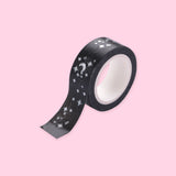 Gold Silver Foil Print Black White Washi Tape - Silver Moon - Stationery Pal