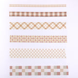 Grid Pattern Washi Tape - Set of 6 - Brown - Stationery Pal