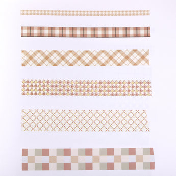 Grid Pattern Washi Tape - Set of 6 - Brown - Stationery Pal