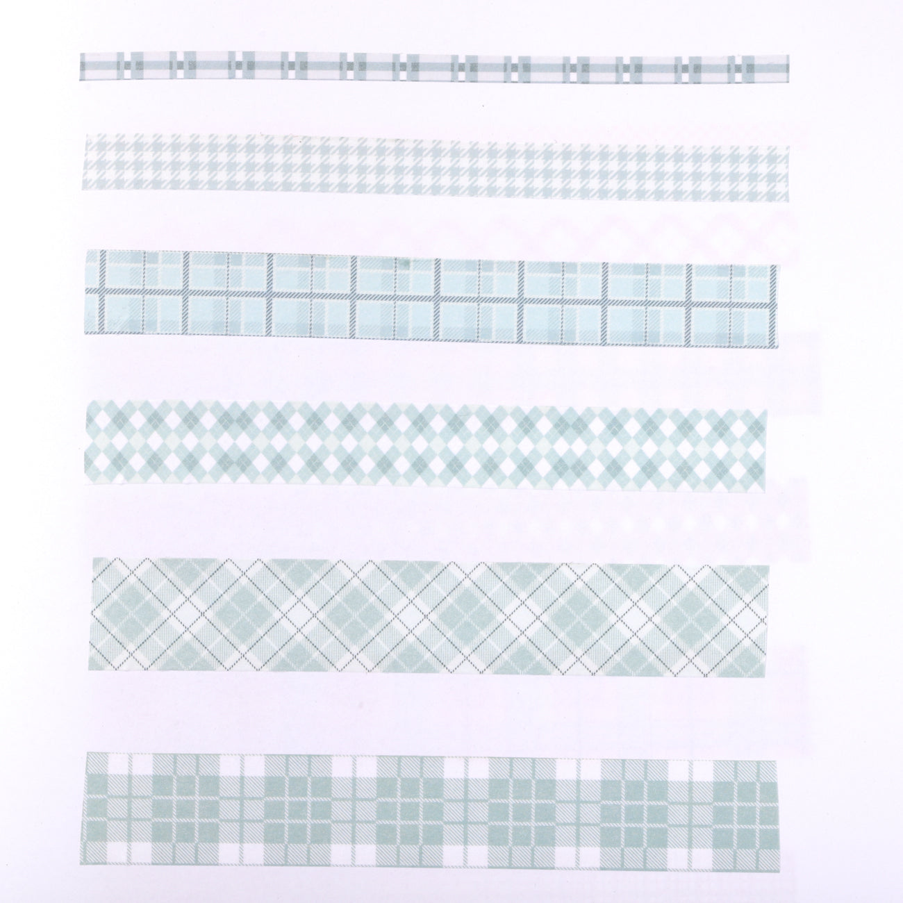 Grid Pattern Washi Tape - Set of 6 - Green