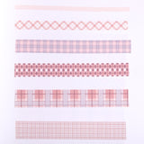 Grid Pattern Washi Tape - Set of 6 - Pink - Stationery Pal