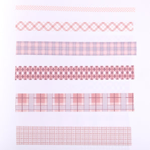 Grid Pattern Washi Tape - Set of 6 - Pink - Stationery Pal