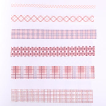 Grid Pattern Washi Tape - Set of 6 - Pink - Stationery Pal