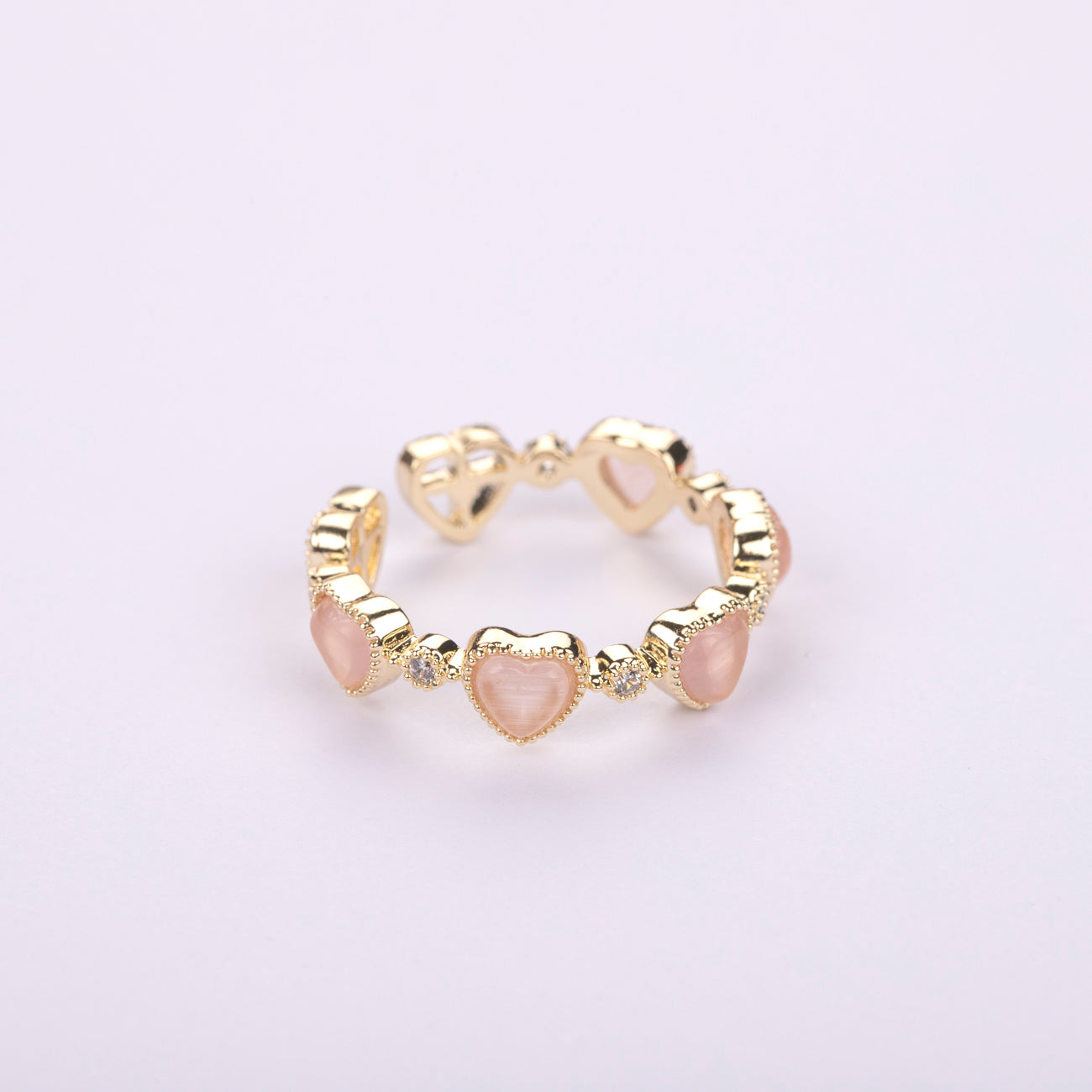 Heart Opal Metal Cuff Ring