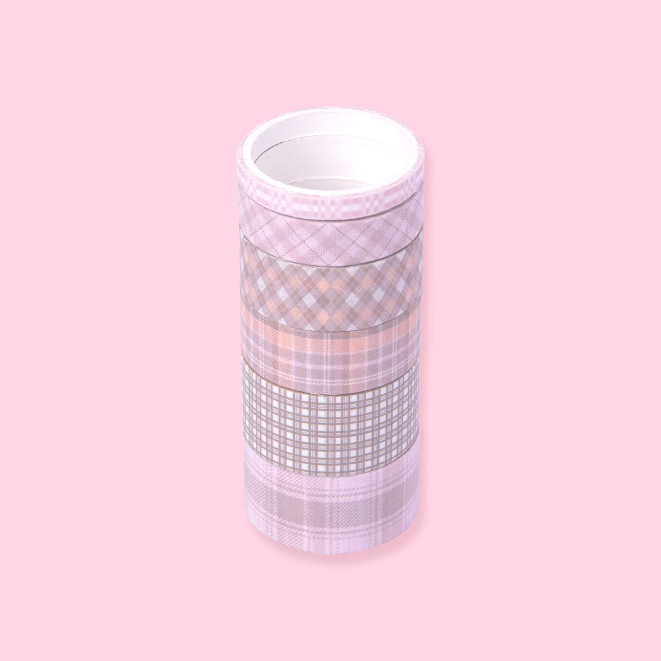 Grid Pattern Washi Tape - Set of 6 - Brown