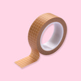 Solid Color Grid Washi Tape - Brown - Stationery Pal