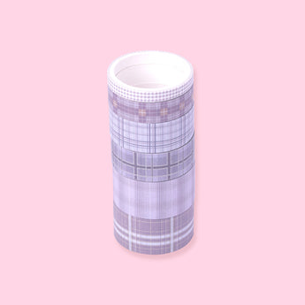 Grid Pattern Washi Tape - Set of 6 - Purple - Stationery Pal