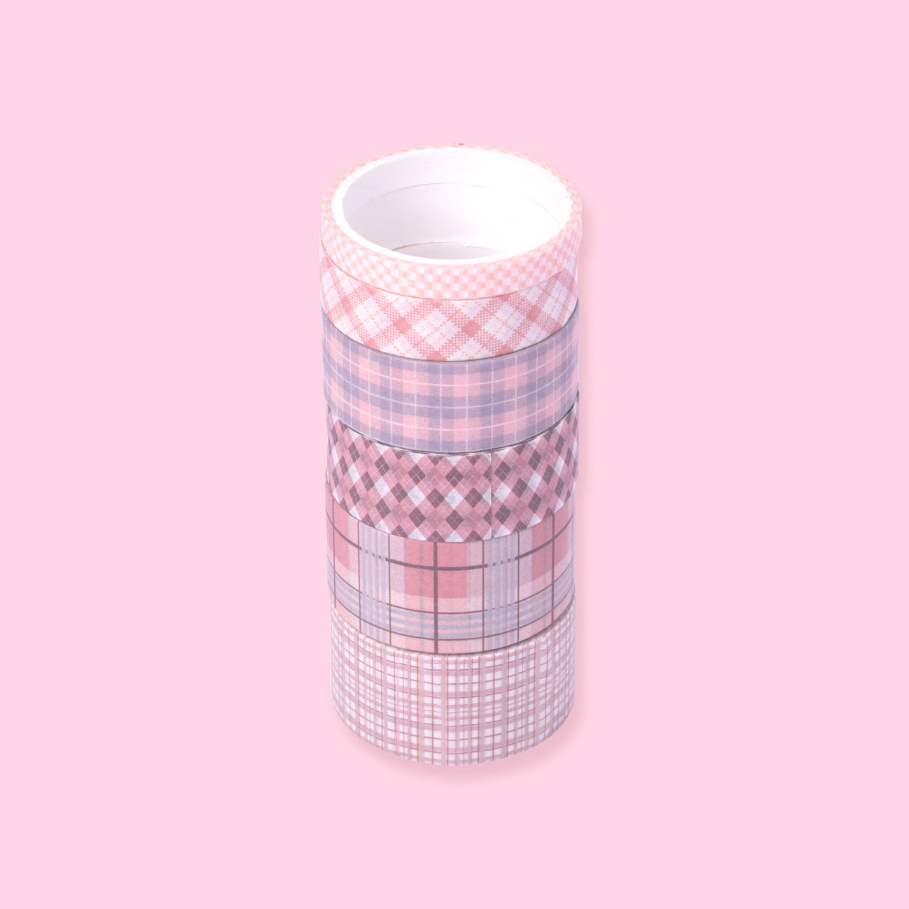 Grid Pattern Washi Tape - Set of 6 - Pink