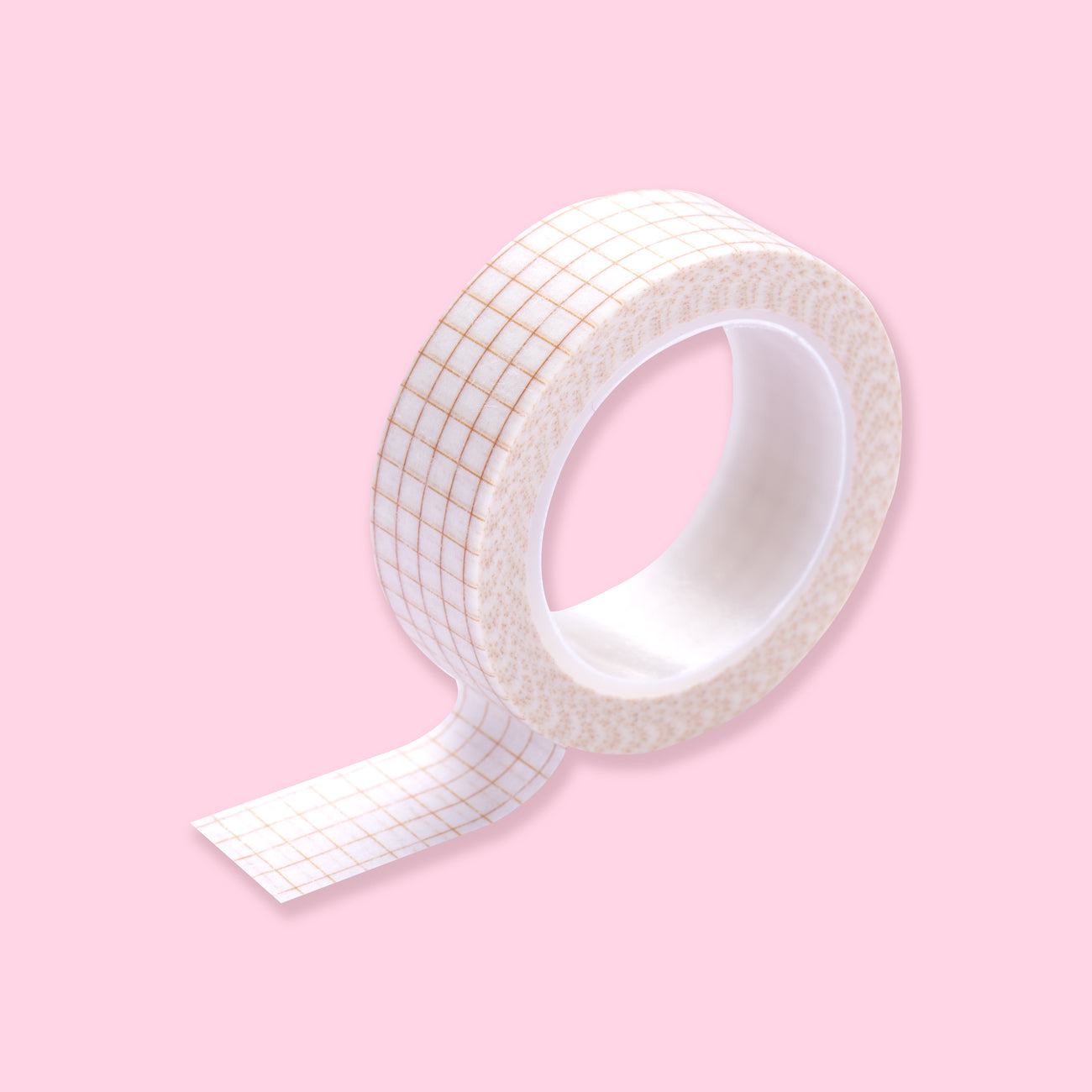 Solid Color Grid Washi Tape - White - Gold Grid