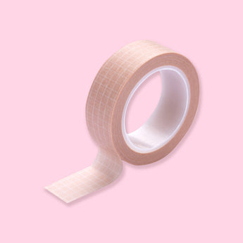 Solid Color Grid Washi Tape - Beige - Stationery Pal