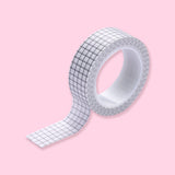 Solid Color Grid Washi Tape - White - Stationery Pal