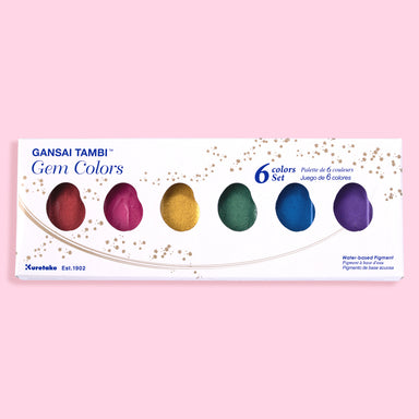 Kuretake Gansai Tambi Watercolor Palette - Gem Colors - 6 Color Set