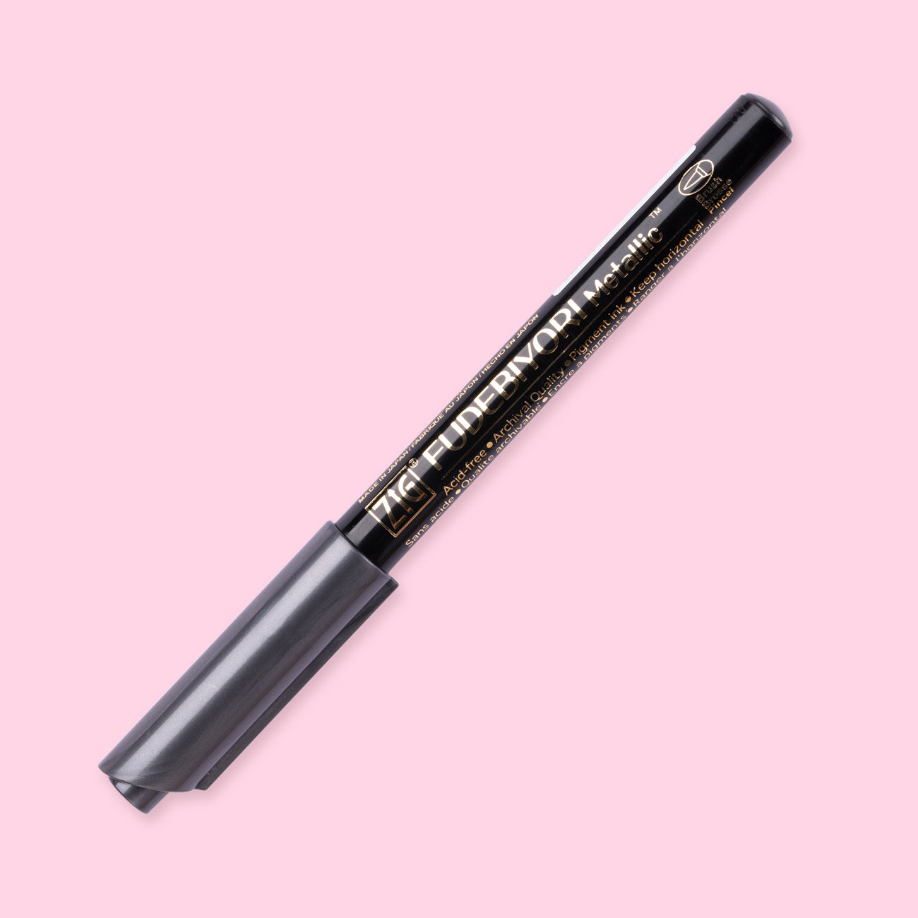 Kuretake Zig Fudebiyori Metallic Brush Pen - Black 127