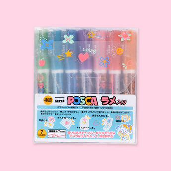 Uni Posca Glitter Paint Marker PC-1ML - Extra Fine Point - Set of 7 - Stationery Pal