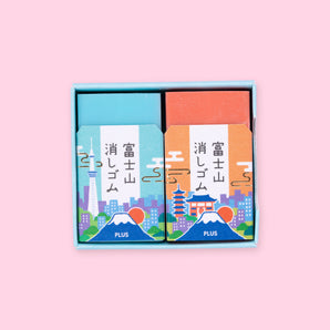 Plus Air-In Mount Fuji Eraser Gift Box Specification - Set of 2 - Sora - Stationery Pal