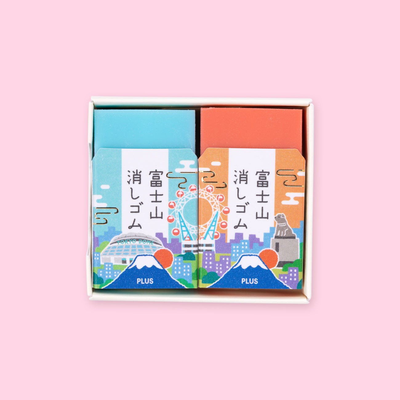 Plus Air-In Mount Fuji Eraser Gift Box Specification - Set of 2 - Shiro