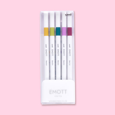 Uni Emott Ever Fine Marking Sign Pen - 0.4 mm - 5 Color Set - No.8 Retro Color
