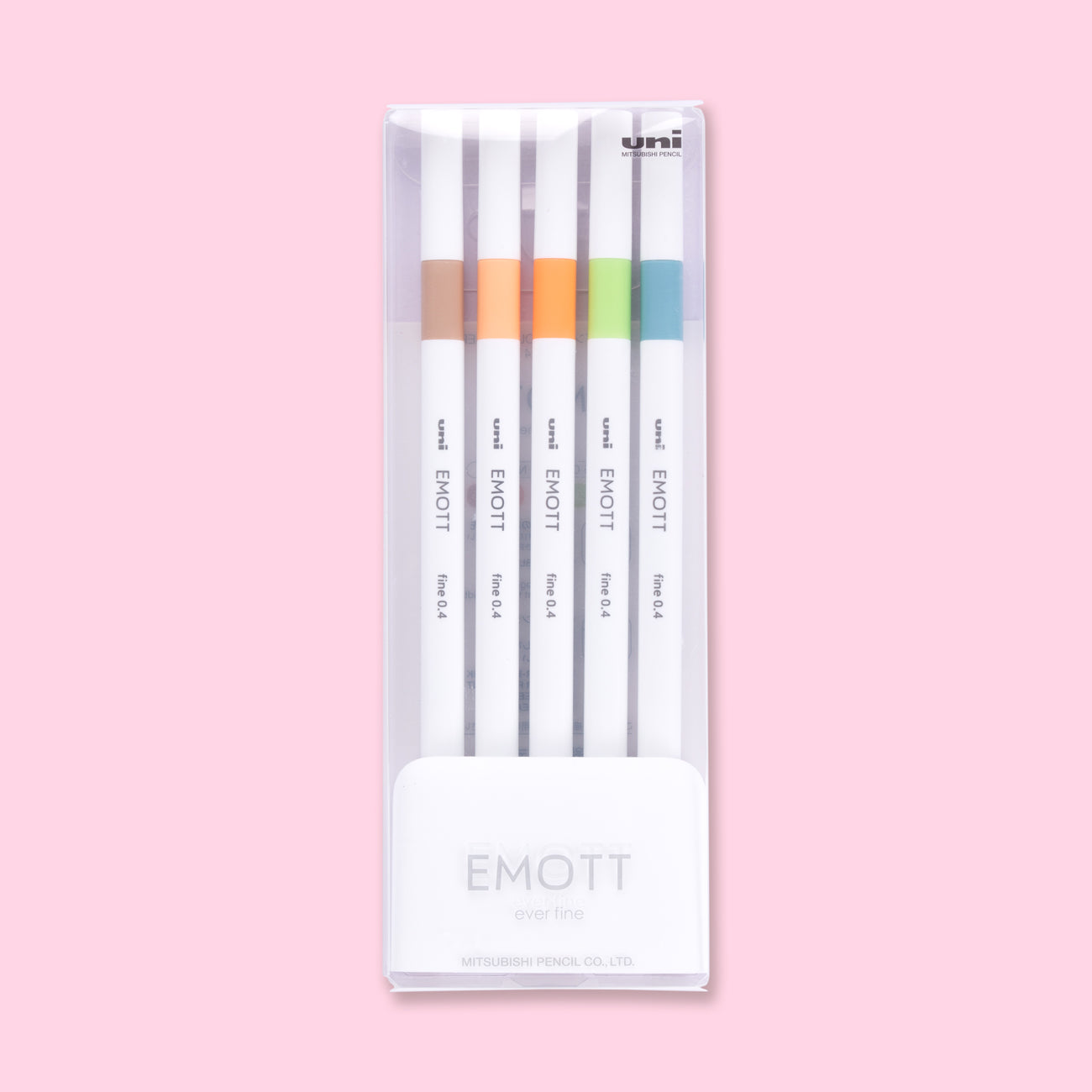 Uni Emott Ever Fine Marking Sign Pen - 0.4 mm - 5 Color Set - No.6 Nature Color