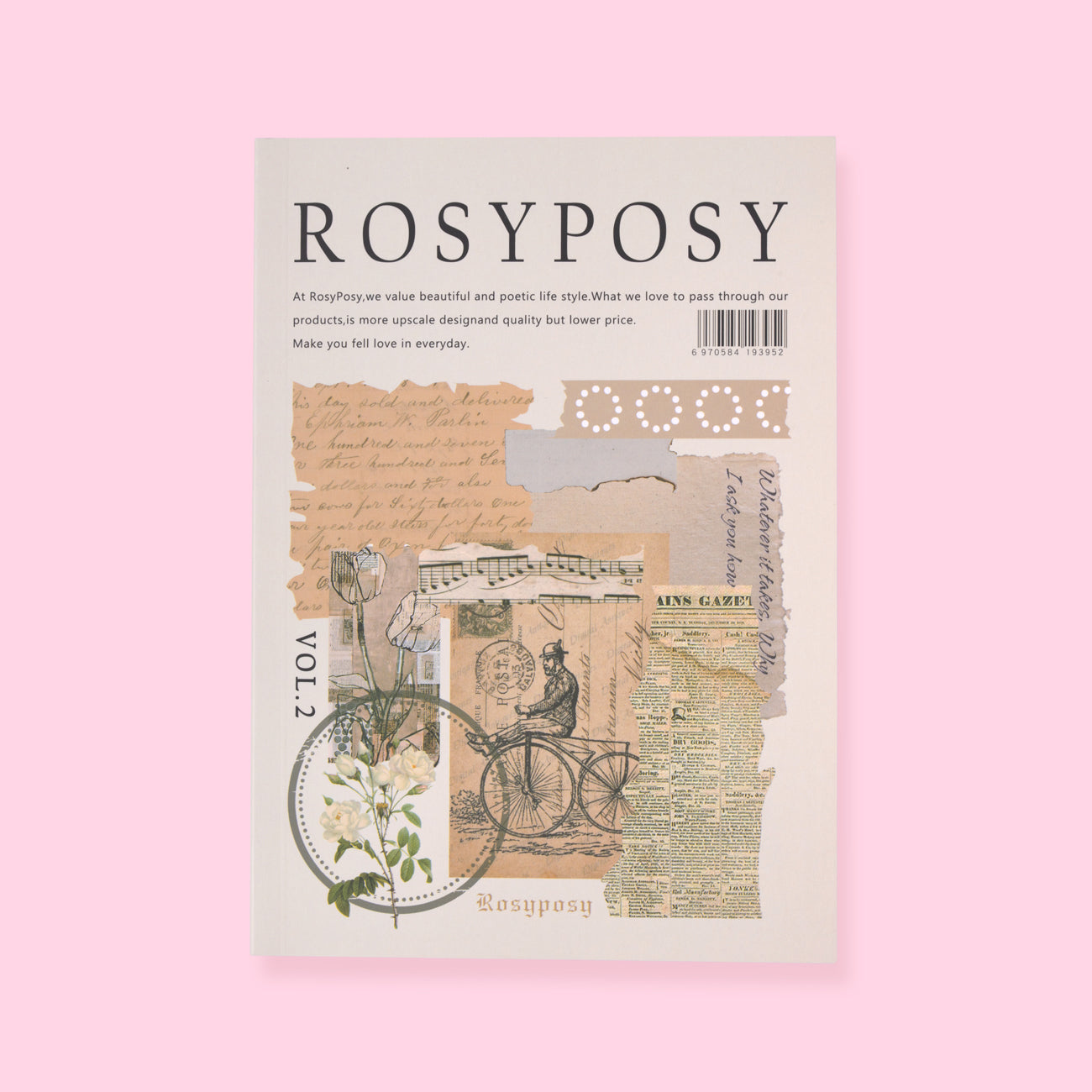Rosy Posy Scrapbooking Paper Pad - Beige — Stationery Pal