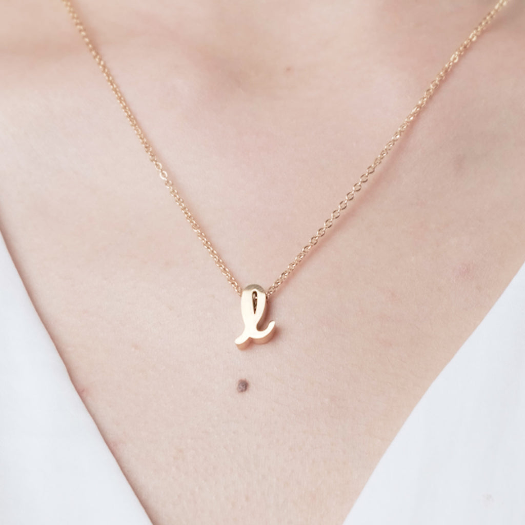 10K Yellow Gold Fancy Script Initial -L- Pendant Necklace Charm with Chain  | eBay